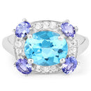 4.13 Carat Genuine Swiss Blue Topaz, Tanzanite & White Topaz .925 Sterling Silver Ring-6