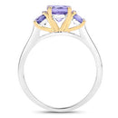 Two Tone Plated 1.07 Carat Genuine Tanzanite .925 Sterling Silver Ring-5