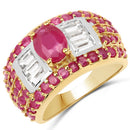 4.23 Carat Glass Filled Ruby and White Topaz .925 Sterling Silver Ring-4