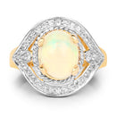 14K Yellow Gold Plated 1.88 Carat Genuine Ethiopian Opal and White Topaz .925 Sterling Silver Ring-8
