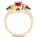 14K Yellow Gold Plated 3.76 Carat Genuine Multi Stone .925 Sterling Silver Ring-5