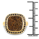 14K Yellow Gold Plated 6.19 Carat Genuine Drusy Quartz and Black Spinel .925 Sterling Silver Ring-7