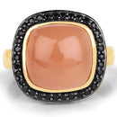 14K Yellow Gold Plated 7.50 ct. t.w. Peach Moonstone and Black Spinel Ring in Sterling Silver-6