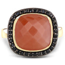 6.74 Carat Genuine Peach Moonstone and Black Spinel .925 Sterling Silver Ring-6