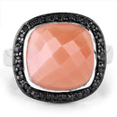 6.46 Carat Genuine Peach Moonstone and Black Spinel .925 Sterling Silver Ring-6