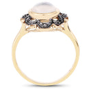 3.04 Carat Genuine White Moonstone and Black Diamond .925 Sterling Silver Ring-5