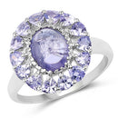 3.85 Carat Genuine Tanzanite .925 Sterling Silver Ring-4