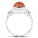 3.01 Carat Genuine Peach Moonstone and Tanzanite .925 Sterling Silver Ring-5