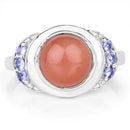 3.01 Carat Genuine Peach Moonstone and Tanzanite .925 Sterling Silver Ring-6