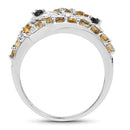1.00 Carat Genuine Citrine & Black Spinel .925 Sterling Silver Ring-5