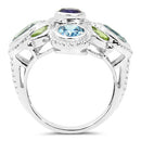 5.13 Carat Genuine Amethyst , Blue Topaz & Peridot .925 Sterling Silver Ring-5