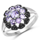 1.18 Carat Genuine Tanzanite and Black Spinel .925 Sterling Silver Ring-5