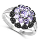 1.18 Carat Genuine Tanzanite and Black Spinel .925 Sterling Silver Ring-6