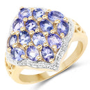 14K Yellow Gold Plated 2.38 Carat Genuine Tanzanite .925 Sterling Silver Ring-4