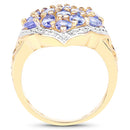 14K Yellow Gold Plated 2.38 Carat Genuine Tanzanite .925 Sterling Silver Ring-5