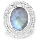 7.00 Carat Genuine Labradorite .925 Sterling Silver Ring-4