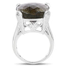 17.17 Carat Genuine Labradorite and White Topaz .925 Sterling Silver Ring-5
