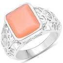5.75 Carat Genuine Peach Moonstone .925 Sterling Silver Ring-5