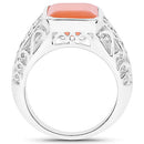 5.75 Carat Genuine Peach Moonstone .925 Sterling Silver Ring-6