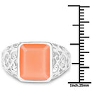5.75 Carat Genuine Peach Moonstone .925 Sterling Silver Ring-7