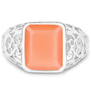 5.75 Carat Genuine Peach Moonstone .925 Sterling Silver Ring-8
