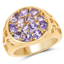 14K Yellow Gold Plated 1.82 Carat Genuine Tanzanite .925 Sterling Silver Ring-4