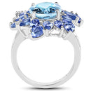 6.52 Carat Genuine Blue Topaz & Tanzanite .925 Sterling Silver Ring-5