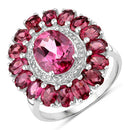 5.460 Carat Genuine Pink Topaz and Rhodolite Garnet .925 Sterling Silver Ring-2