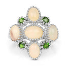 1.90 Carat Genuine Ethiopian Opal and Chrome Diopside .925 Sterling Silver Ring-6