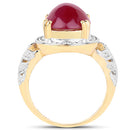 14K Yellow Gold Plated 4.46 Carat Genuine Glass Filled Ruby .925 Sterling Silver Ring-5