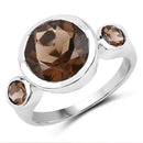 3.56 Carat Genuine Smoky Quartz .925 Sterling Silver Ring-4