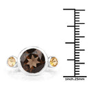 3.56 Carat Genuine Smoky Quartz and Citrine .925 Sterling Silver Ring-6