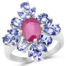 3.48 Carat Glass Filled Ruby and Tanzanite .925 Sterling Silver Ring-4