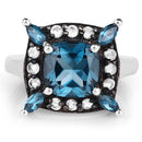 3.24 Carat Genuine London Blue Topaz and White Topaz .925 Sterling Silver Ring-6
