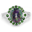 3.92 Carat Genuine Rainbow Quartz and Chrome Diopside .925 Sterling Silver Ring-6