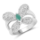 0.21 Carat Genuine Emerald .925 Sterling Silver Ring-4