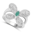0.21 Carat Genuine Emerald .925 Sterling Silver Ring-5