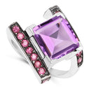 6.90 Carat Genuine Amethyst and Rhodolite .925 Sterling Silver Ring-6