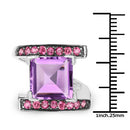 6.90 Carat Genuine Amethyst and Rhodolite .925 Sterling Silver Ring-7