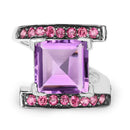 6.90 Carat Genuine Amethyst and Rhodolite .925 Sterling Silver Ring-8