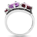 4.07 Carat Genuine Amethyst, Rhodolite & Black Spinel .925 Sterling Silver Ring-5