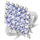 2.40 Carat Genuine Tanzanite and White Topaz .925 Sterling Silver Ring-4