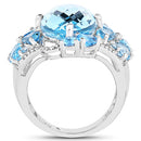 9.50 Carat Genuine Blue Topaz and Swiss Blue Topaz .925 Sterling Silver Ring-5