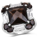 7.43 Carat Genuine Smoky Quartz & White Topaz .925 Sterling Silver Ring-4