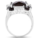 7.43 Carat Genuine Smoky Quartz & White Topaz .925 Sterling Silver Ring-5