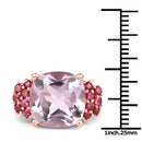 5.90 Carat Genuine Pink Amethyst and Rhodolite Granet .925 Sterling Silver Ring-2
