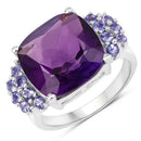 6.34 Carat Genuine Amethyst and Tanzanite .925 Sterling Silver Ring-6