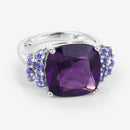 6.34 Carat Genuine Amethyst and Tanzanite .925 Sterling Silver Ring-10