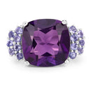 6.34 Carat Genuine Amethyst and Tanzanite .925 Sterling Silver Ring-8