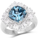 5.19 Carat Genuine London Blue Topaz & White Topaz .925 Sterling Silver Ring-4